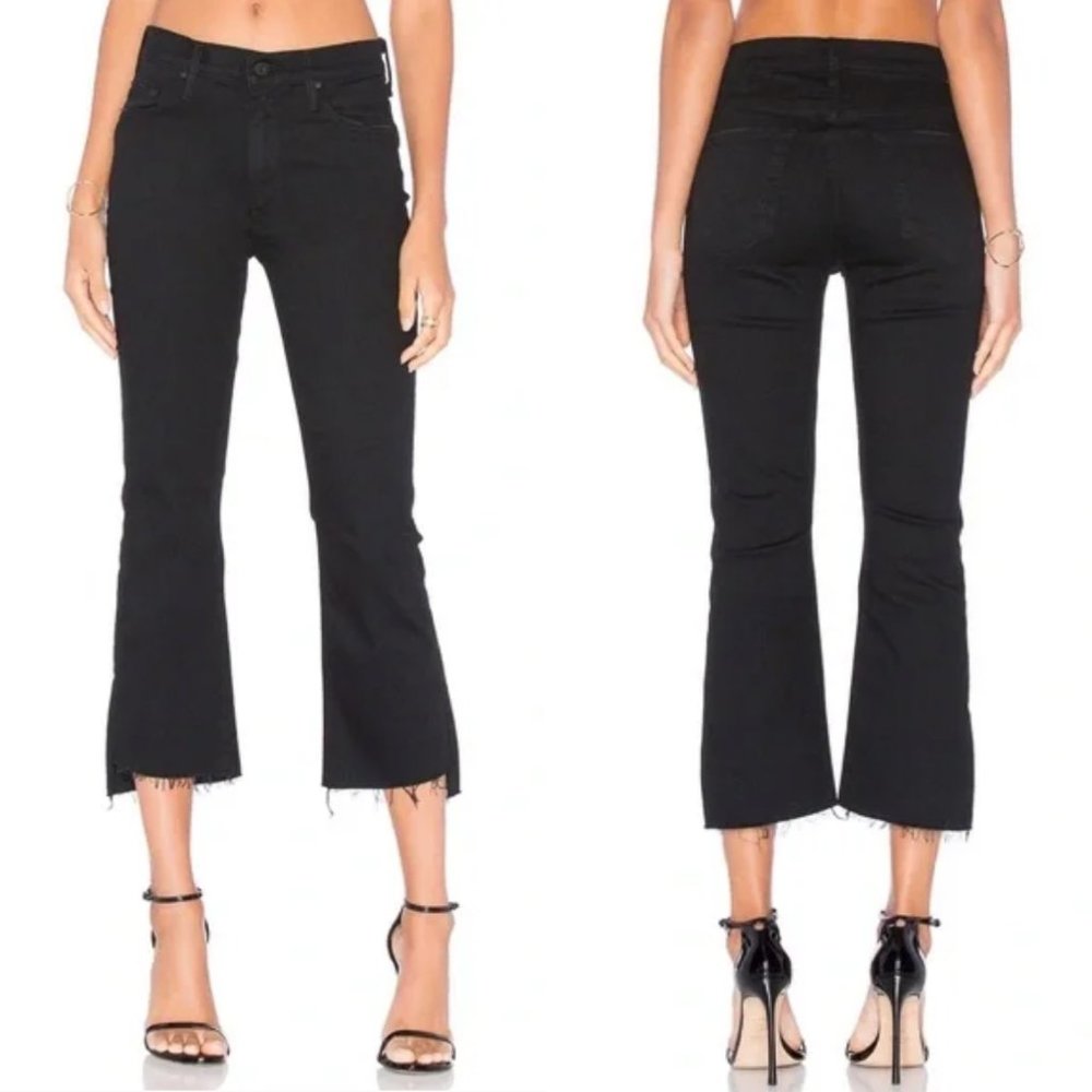 MOTHER Insider Crop Step Fray in Not Guilty Black Jeans Denim Size 27 NWOT